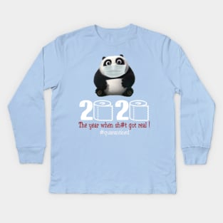 Panda 2020 The year when shit got real Kids Long Sleeve T-Shirt